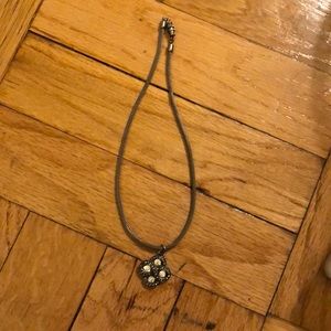 Silver necklace with rhinestone charm